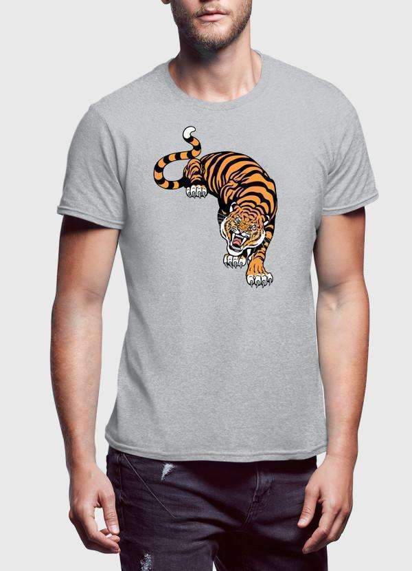 VIRGIN TEEZ T-SHIRT Small / White Cornered Tiger Printed T-Shirt