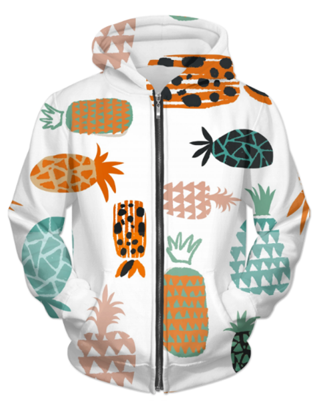 Virgin Teez Sublimation Hoodie Crazy Pineapples UNISEX ZIP HOODIE