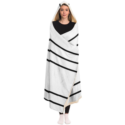 Simple Lines Pattern bw Poster Hooded Blanket