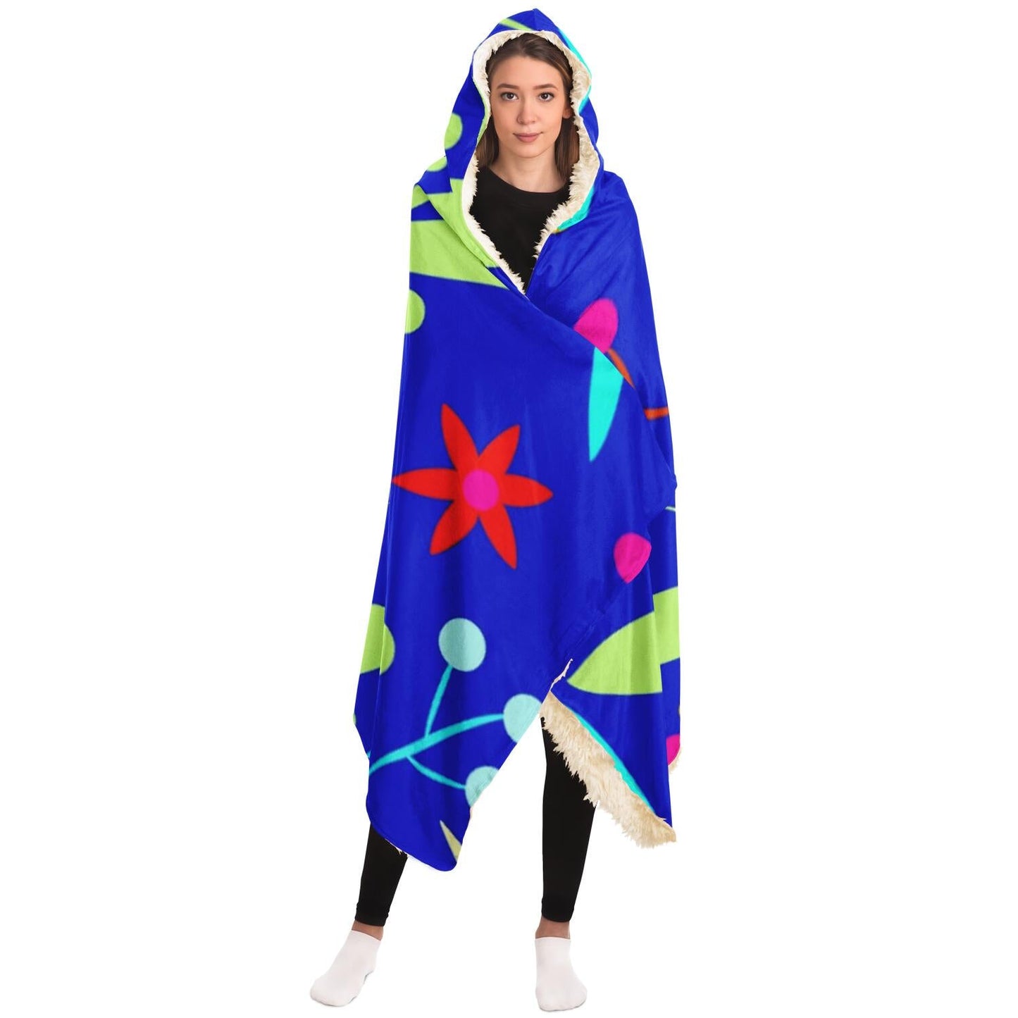 Blue Garden Kid's sweater Hooded Blanket