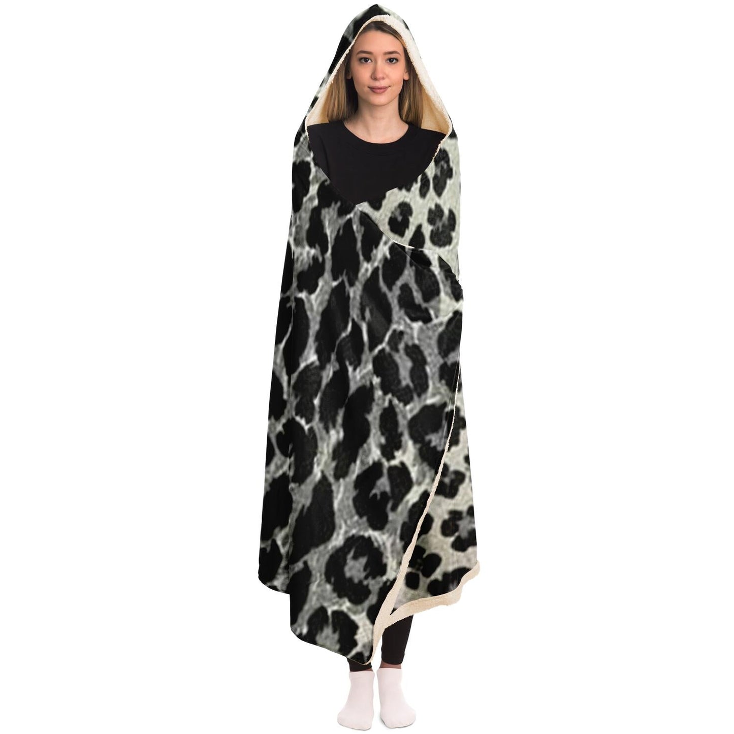 Leopard Pattern Hooded Blanket