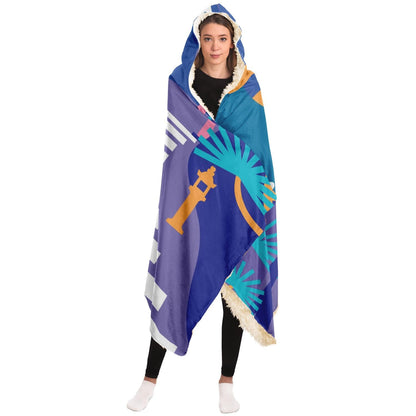 Japanesse Mountain Landscape Pop Color Vector Hooded Blanket