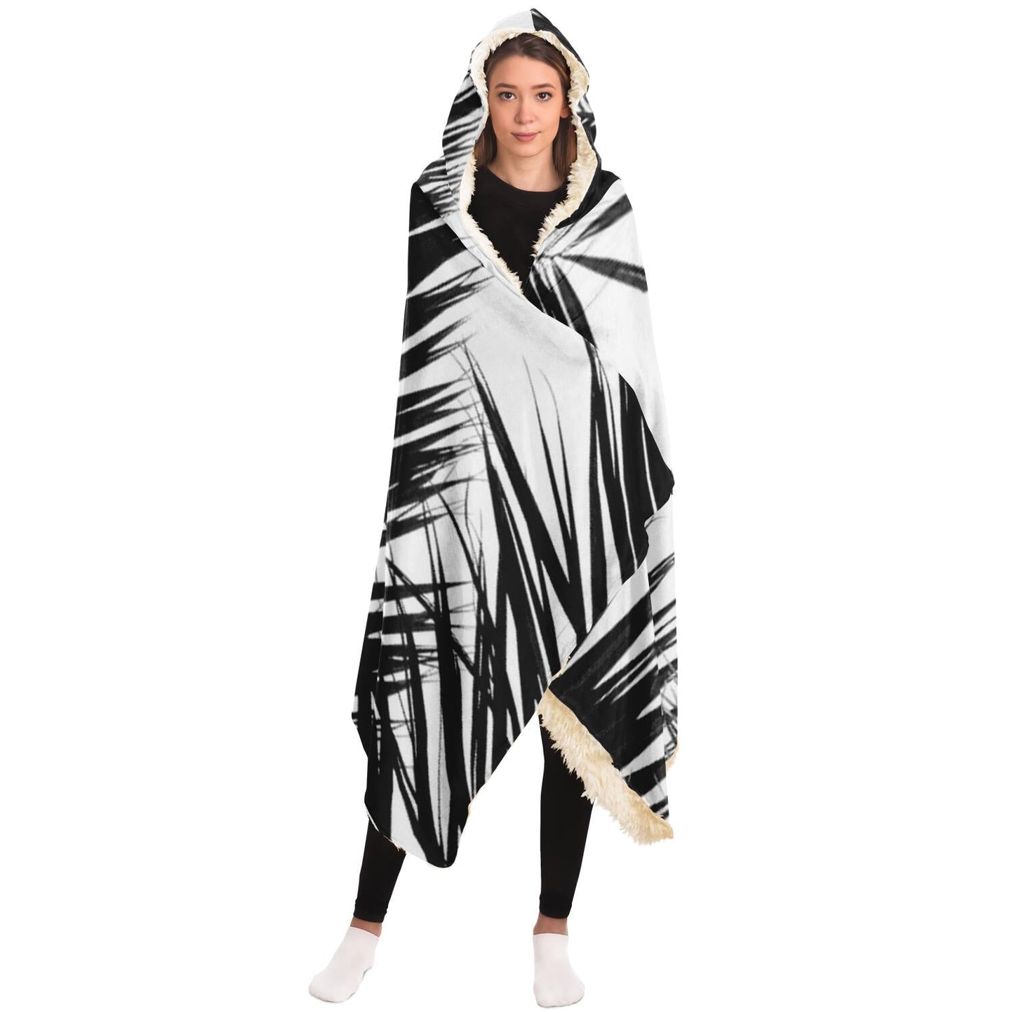 Bohemian Palms Jungle Pattern Hooded Blanket