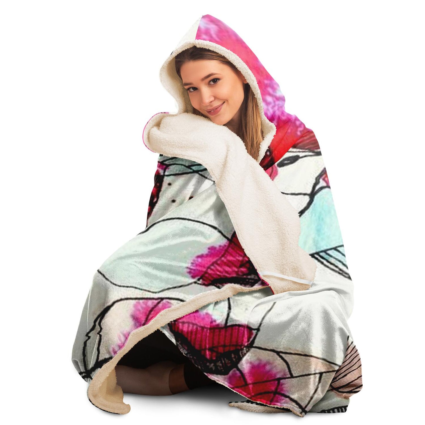 Abstract Pattren Hooded Blanket