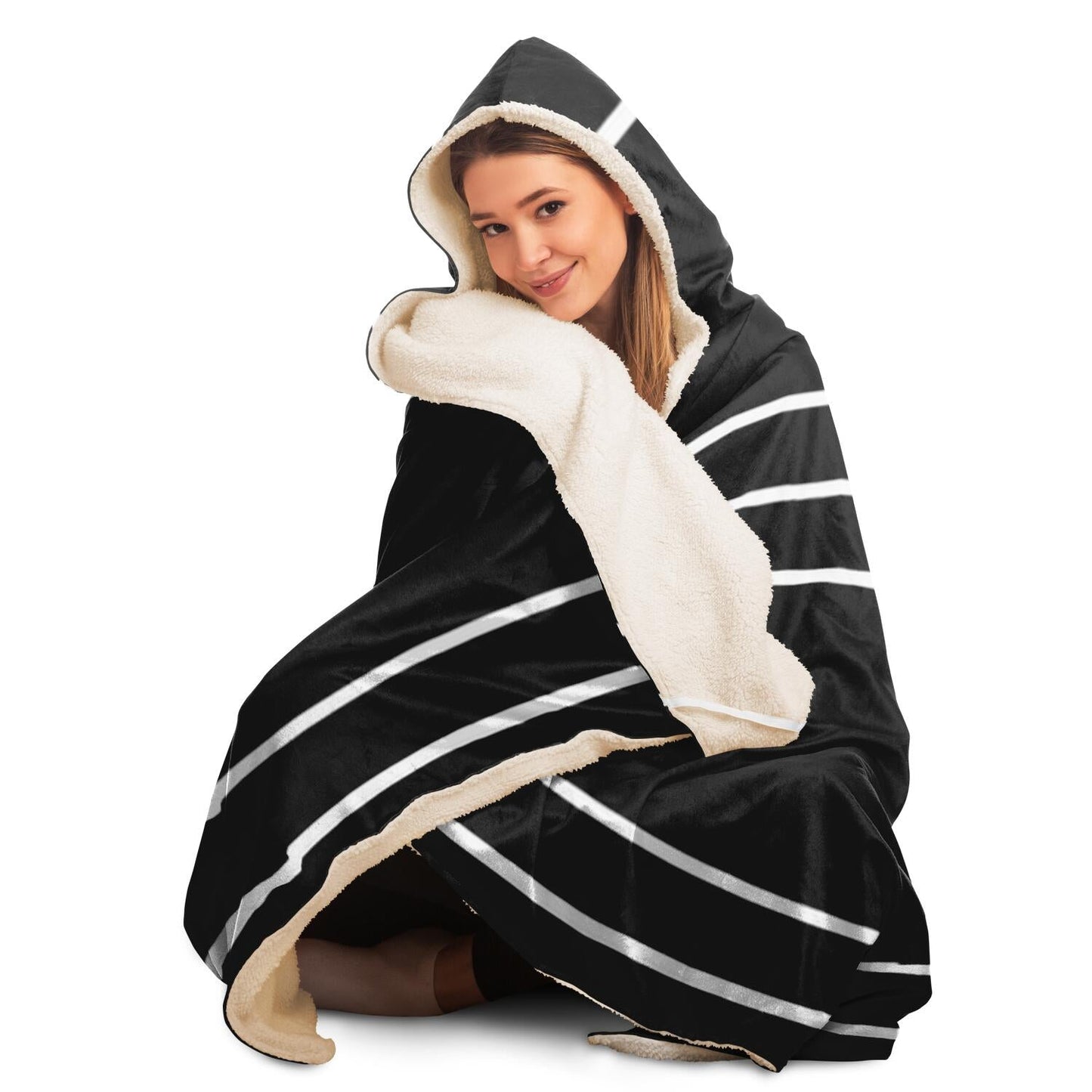 Simple Lines Pattern Poster Hooded Blanket