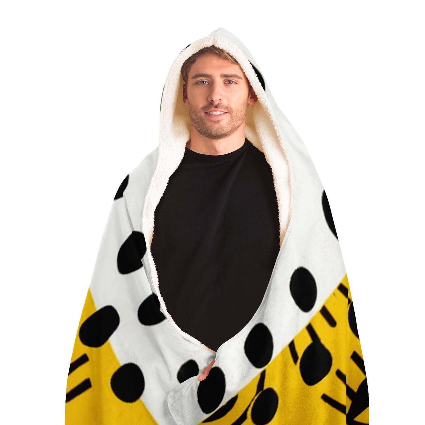 Yellow Traditional Moroccan Pattern Hooded Blanket