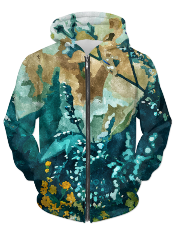 Virgin Teez Sublimation Hoodie Dark & Floral UNISEX ZIP HOODIE