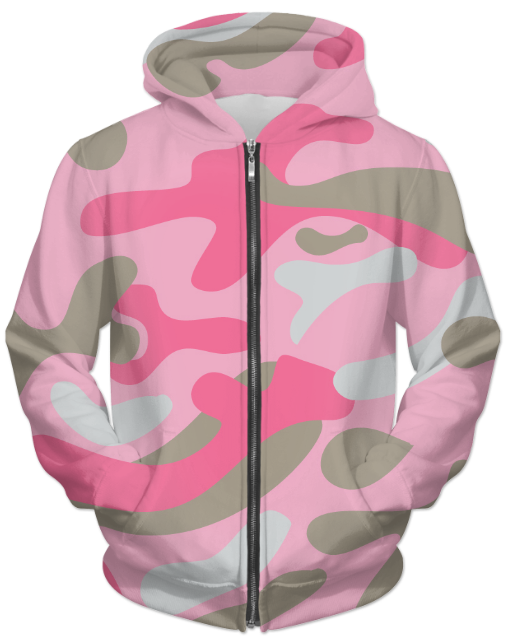 Virgin Teez Sublimation Hoodie Small Dark Pink Camo UNISEX ZIP HOODIE