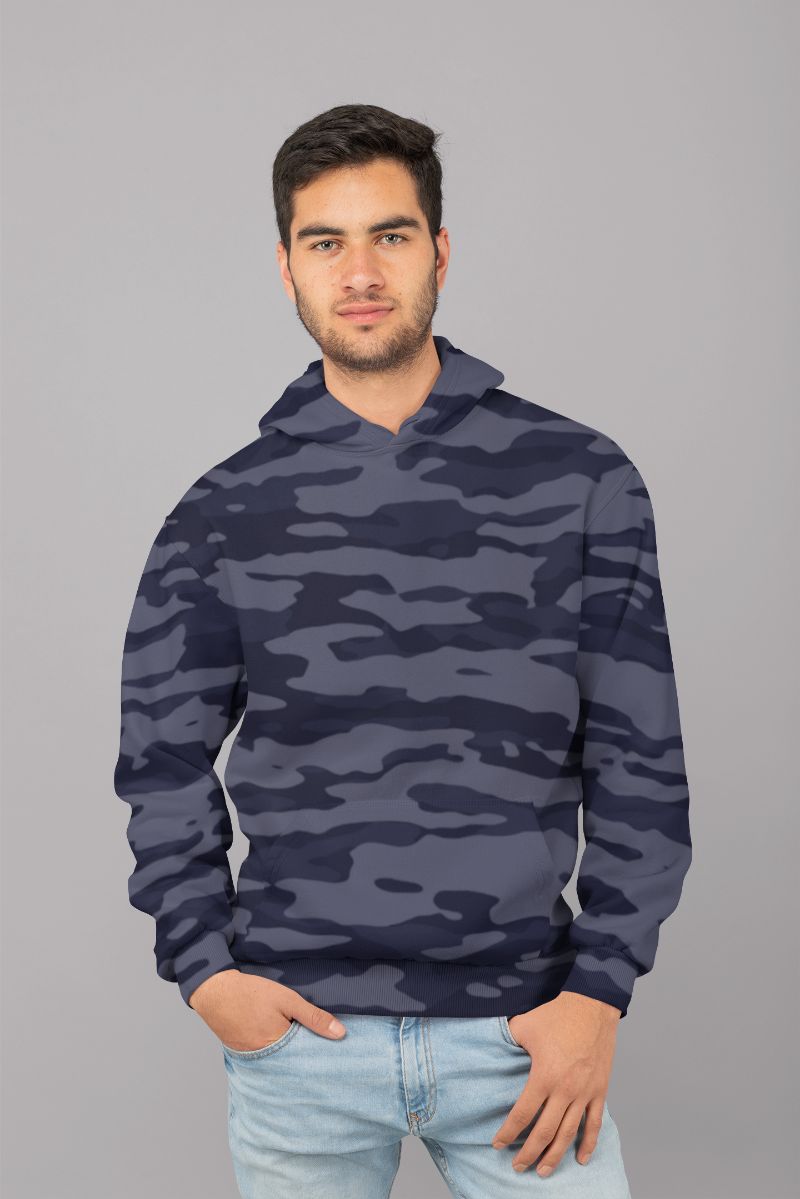 Dark blue camouflage pattern plakat UNISEX Sublimation Hoodie