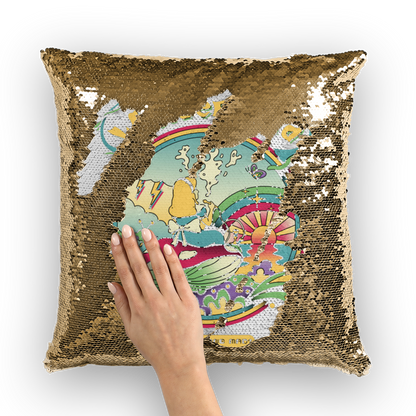 VIRGIN TEEZ Sequin Cover Gold / White Day Dreamer Sequin Cushion Cover