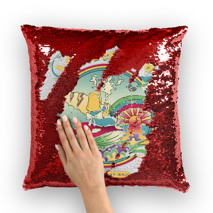 VIRGIN TEEZ Sequin Cover Red / White Day Dreamer Sequin Cushion Cover