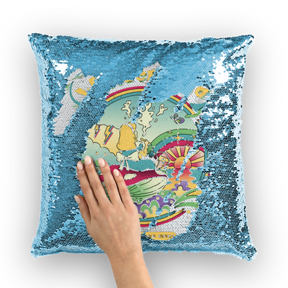 VIRGIN TEEZ Sequin Cover Light Blue / White Day Dreamer Sequin Cushion Cover