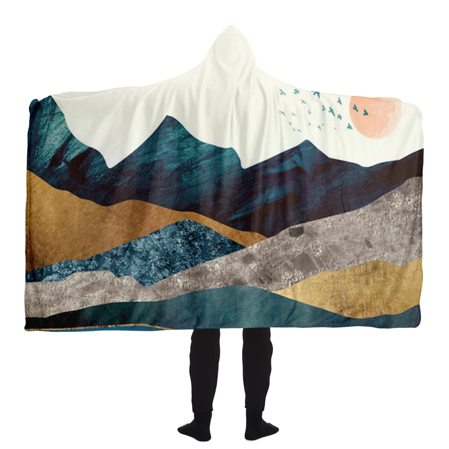 Blue Mountain Reflection Hooded Blanket