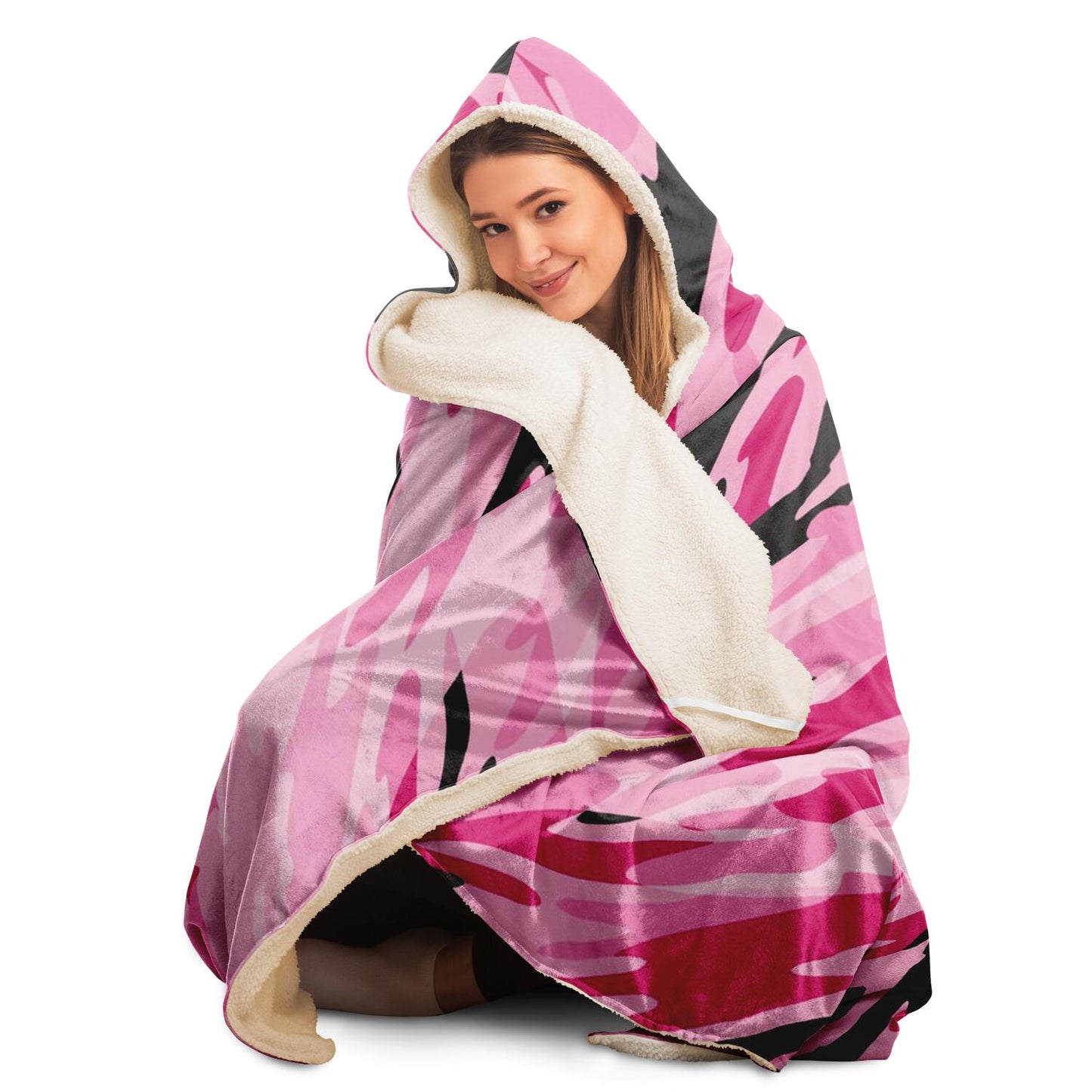 Pink-Camo Hooded Blanket