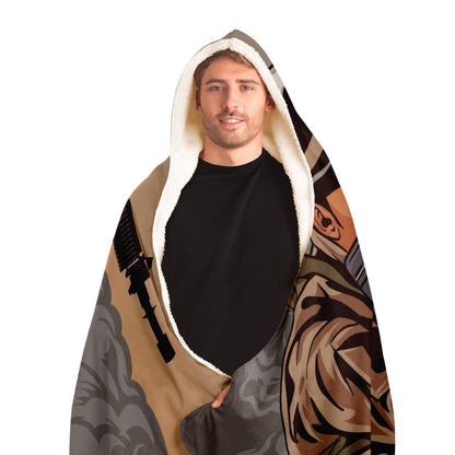 Soldier With Ar15 Hooded Blanket