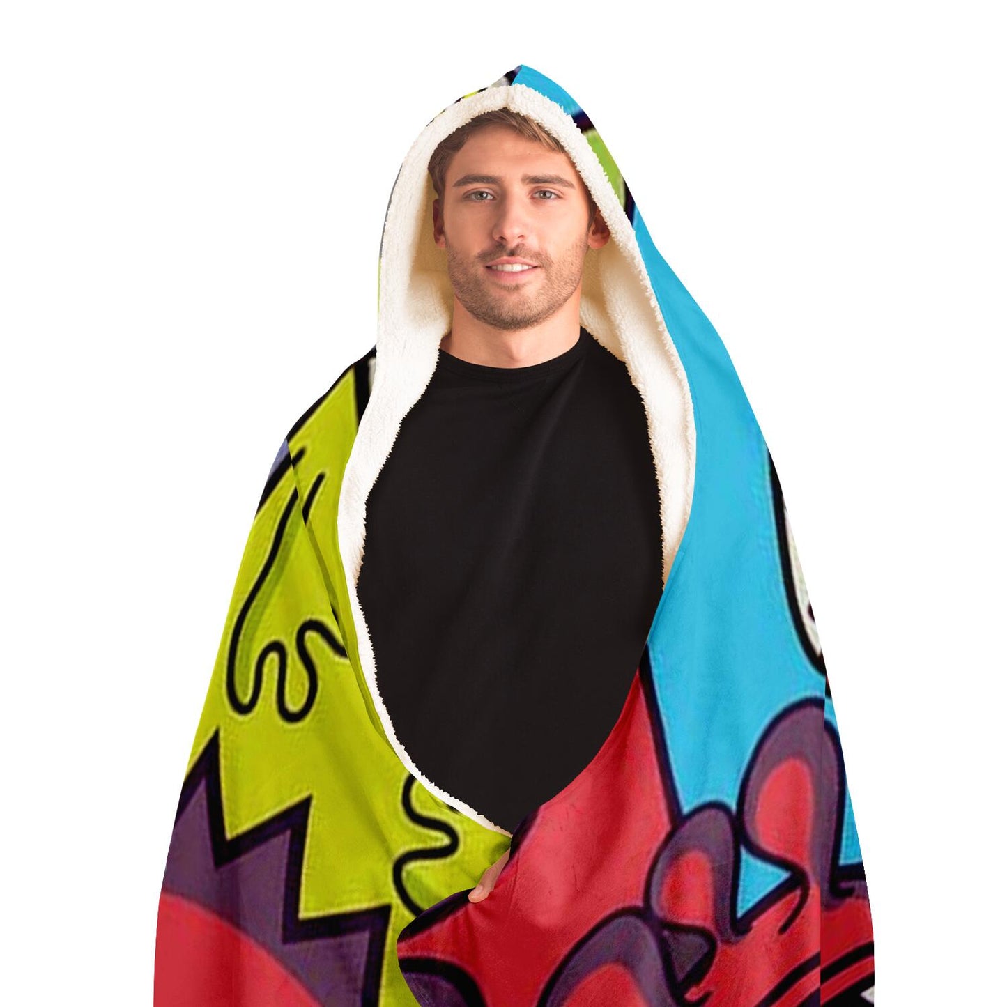 Abstract Pattren Hooded Blanket