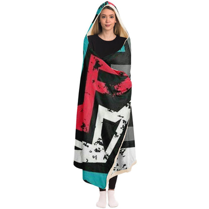 Abstract Pattren Hooded Blanket