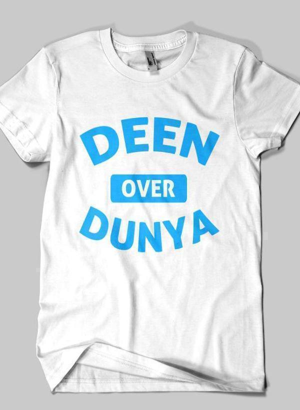 Fahad Khan T-shirt SMALL DEEN OVER DUNYA Islamic Half Sleeves T-shirt