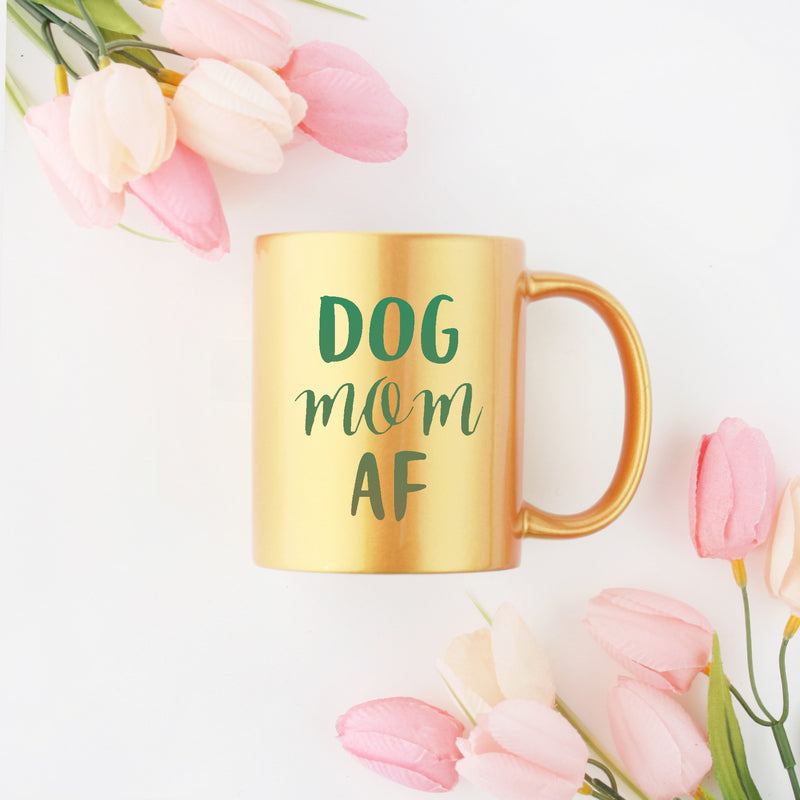 Dog Mom Af Gold & Silver Mug