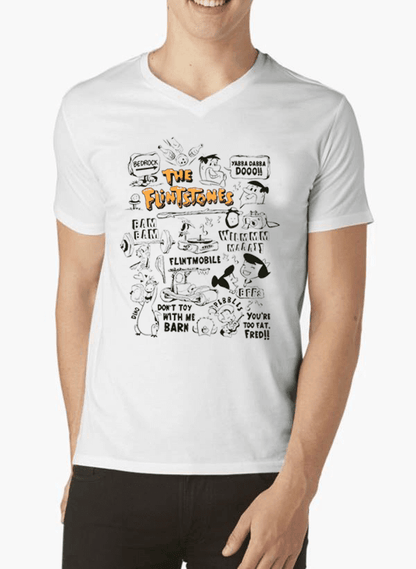 Virgin Teez T-shirt SMALL / White DOODLE V-Neck T-shirt