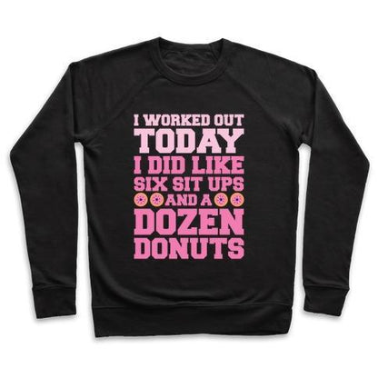 Virgin Teez  Pullover Crewneck Sweatshirt / x-small / Black DOZEN DONUT WORKOUT CREWNECK SWEATSHIRT