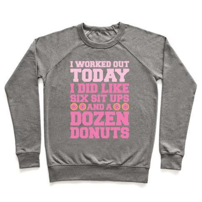 Virgin Teez  Pullover Crewneck Sweatshirt / x-small / Heathered Gray DOZEN DONUT WORKOUT CREWNECK SWEATSHIRT