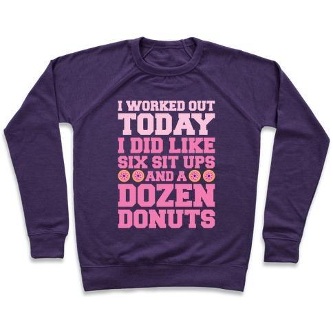 Virgin Teez  Pullover Crewneck Sweatshirt / x-small / Purple DOZEN DONUT WORKOUT CREWNECK SWEATSHIRT