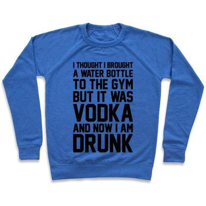 Virgin Teez  Pullover Crewneck Sweatshirt / x-small / Heathered Blue DRUNK AT THE GYM CREWNECK SWEATSHIRT