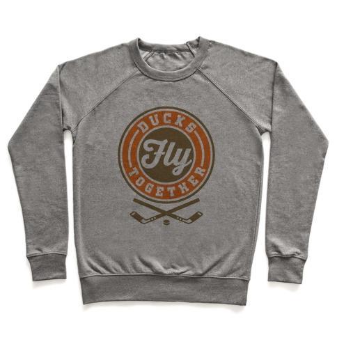 Virgin Teez  Pullover Crewneck Sweatshirt / x-small / Heathered Gray DUCKS FLY TOGETHER CREWNECK SWEATSHIRT