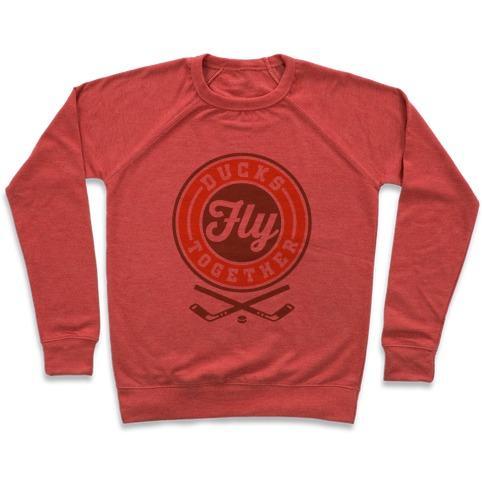 Virgin Teez  Pullover Crewneck Sweatshirt / x-small / Heathered Red DUCKS FLY TOGETHER CREWNECK SWEATSHIRT