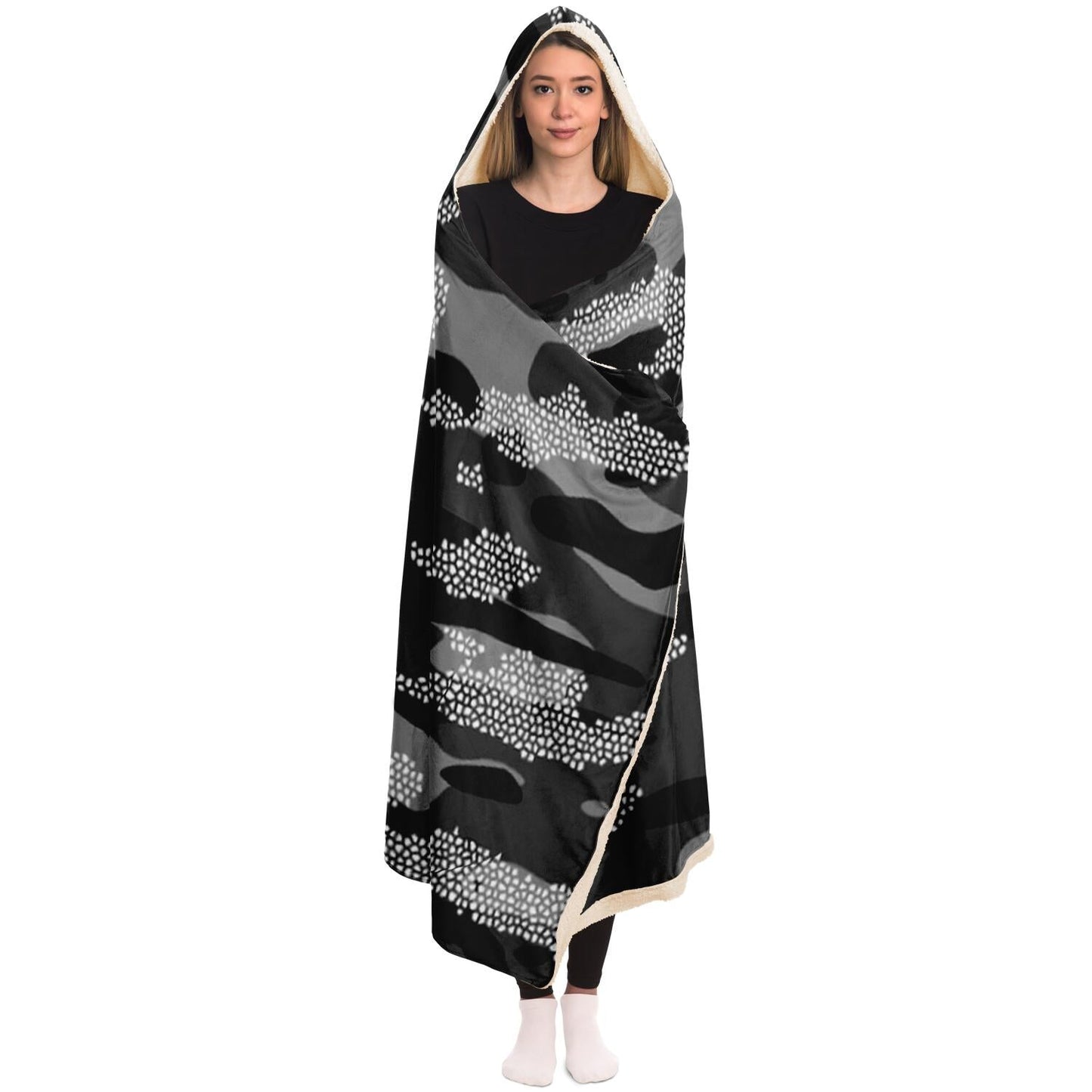 Snow Camouflage Pattern Mosaic Style Plakat Hooded Blanket