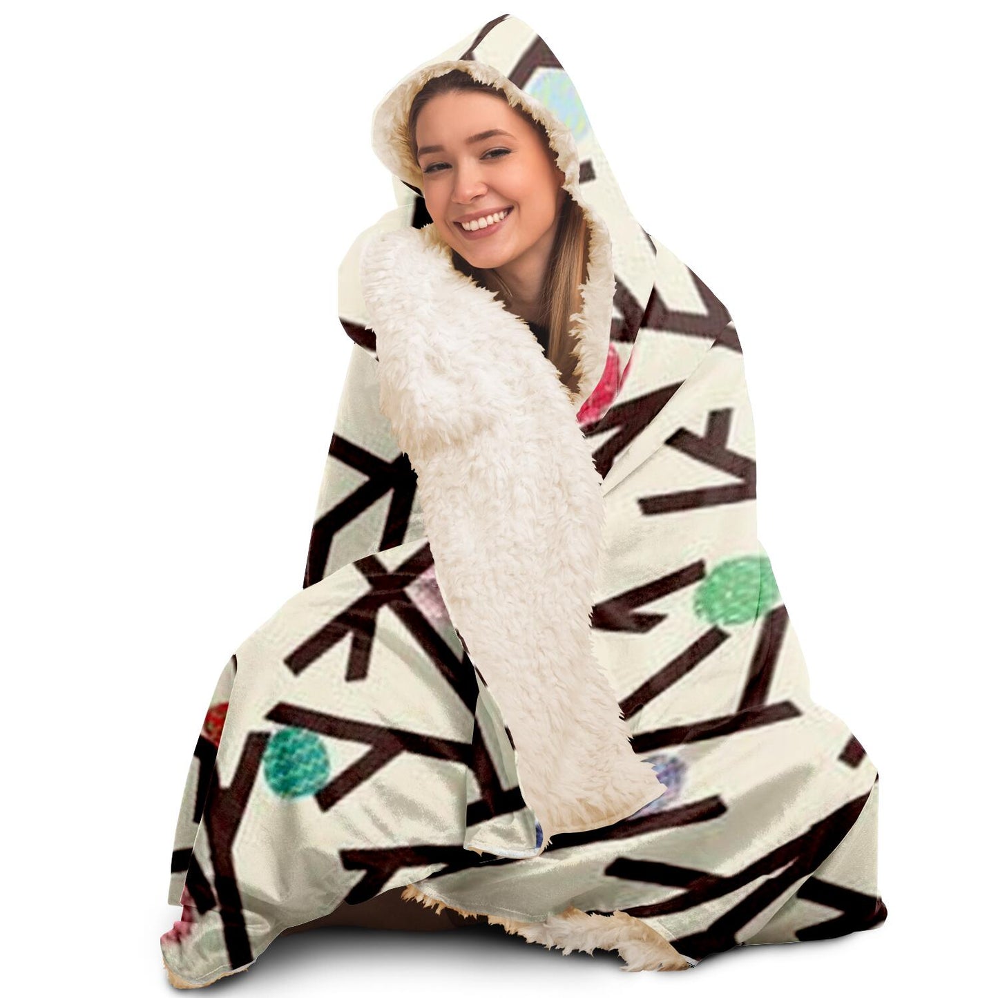 Abstract Pattren Hooded Blanket