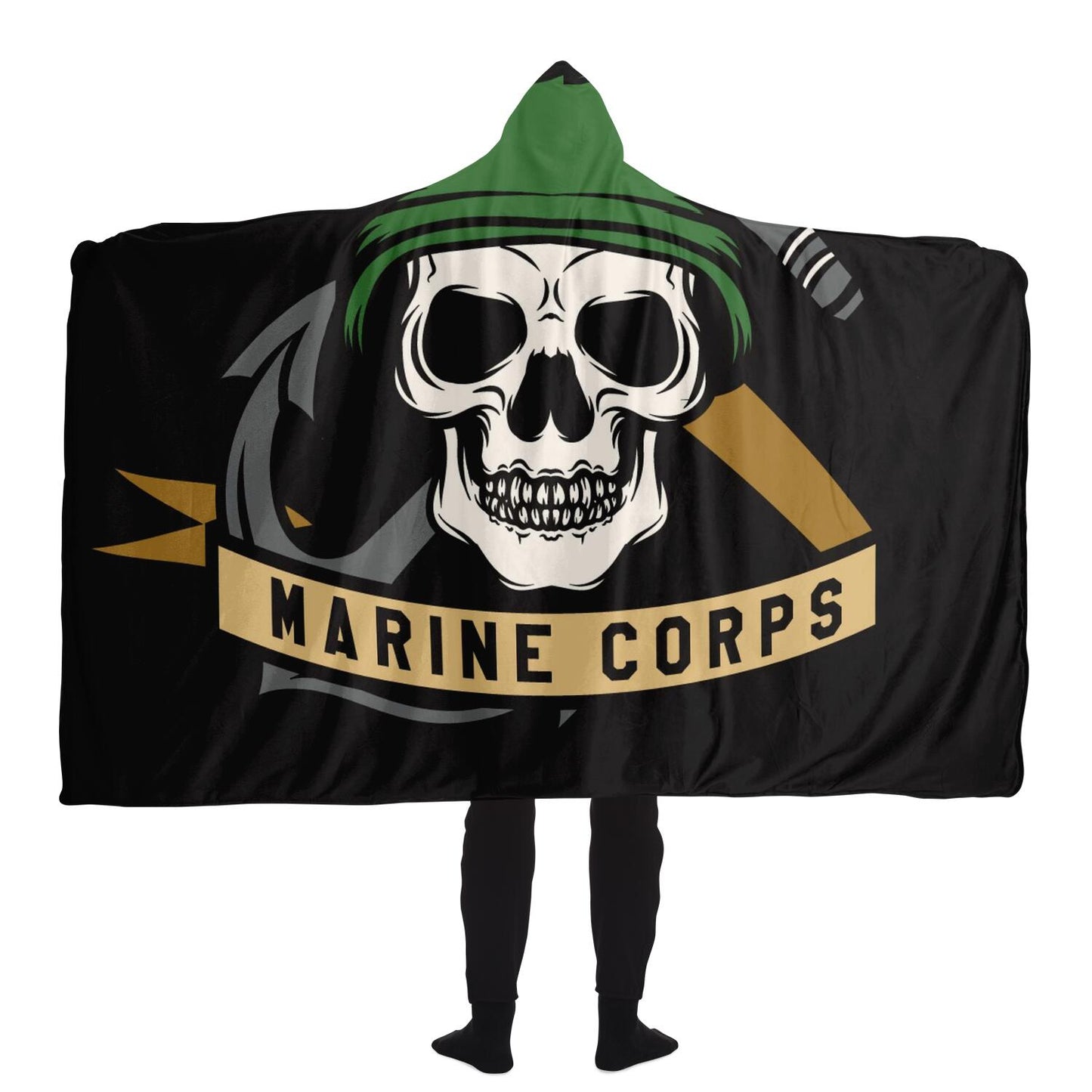 USMC Skull Mascots Vector Hooded Blanket