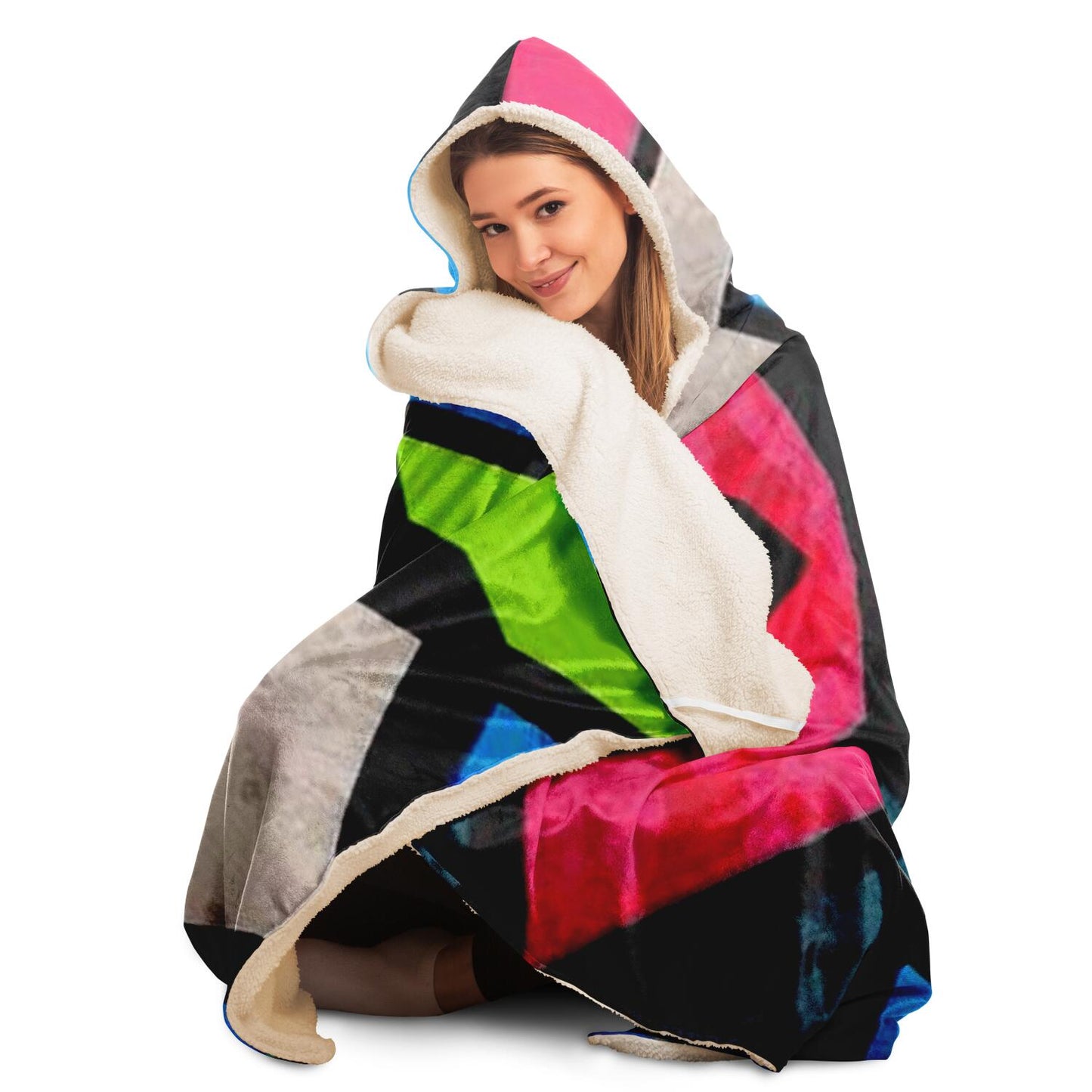 Abstract Pattren Hooded Blanket