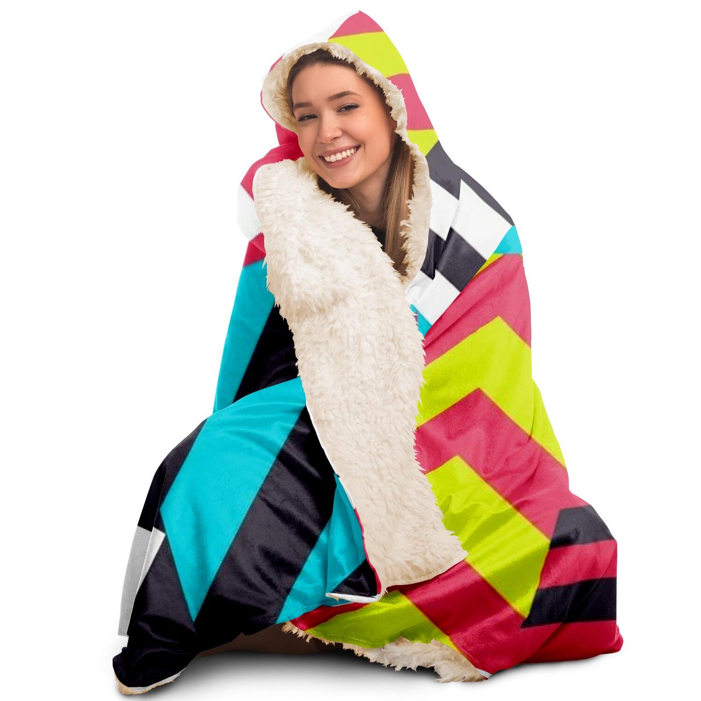 Colorful Pattern Hooded Blanket