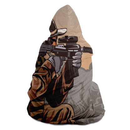 Soldier With Ar15 Hooded Blanket