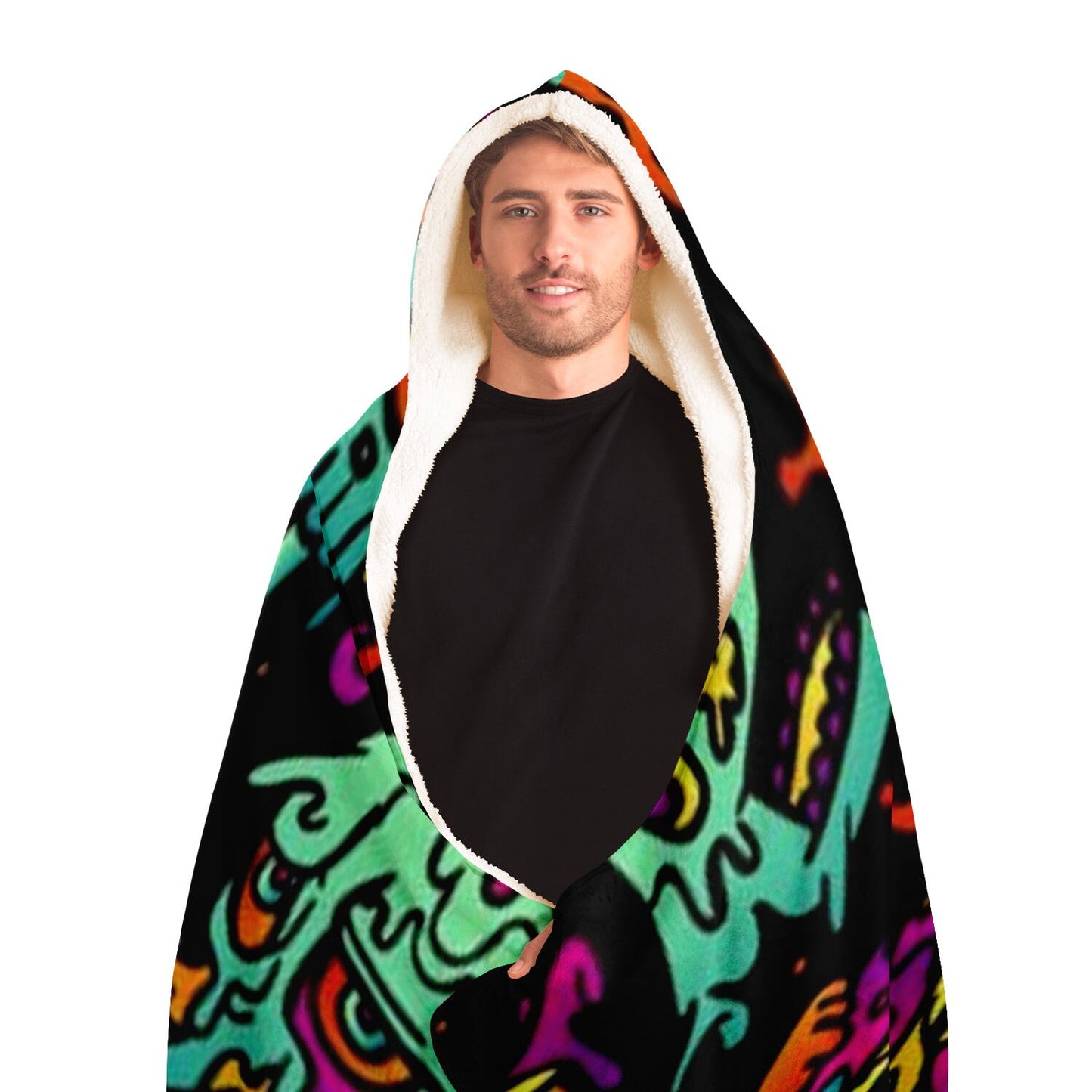 Abstract Pattren Hooded Blanket