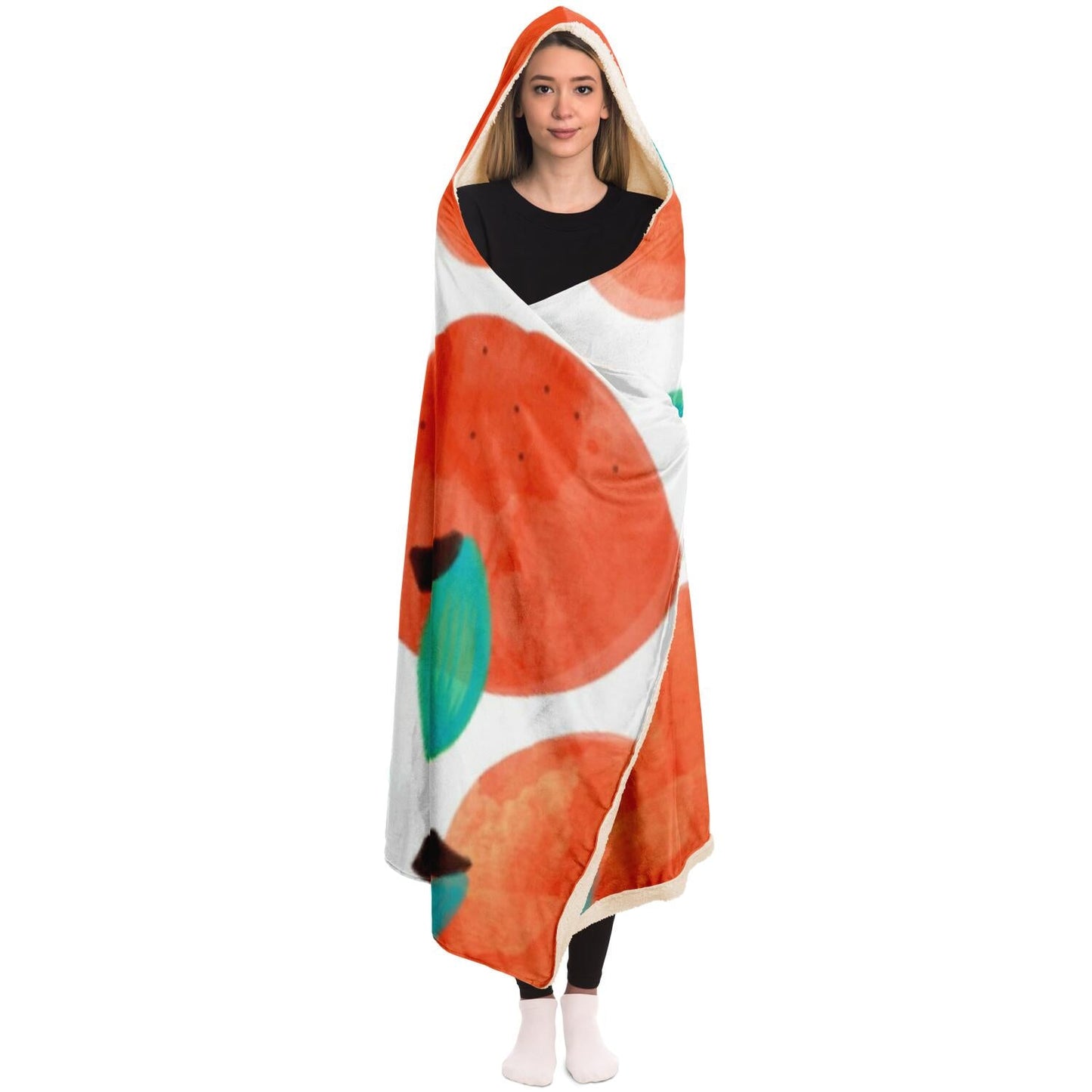 Fruit Pattern Hooded Blanket