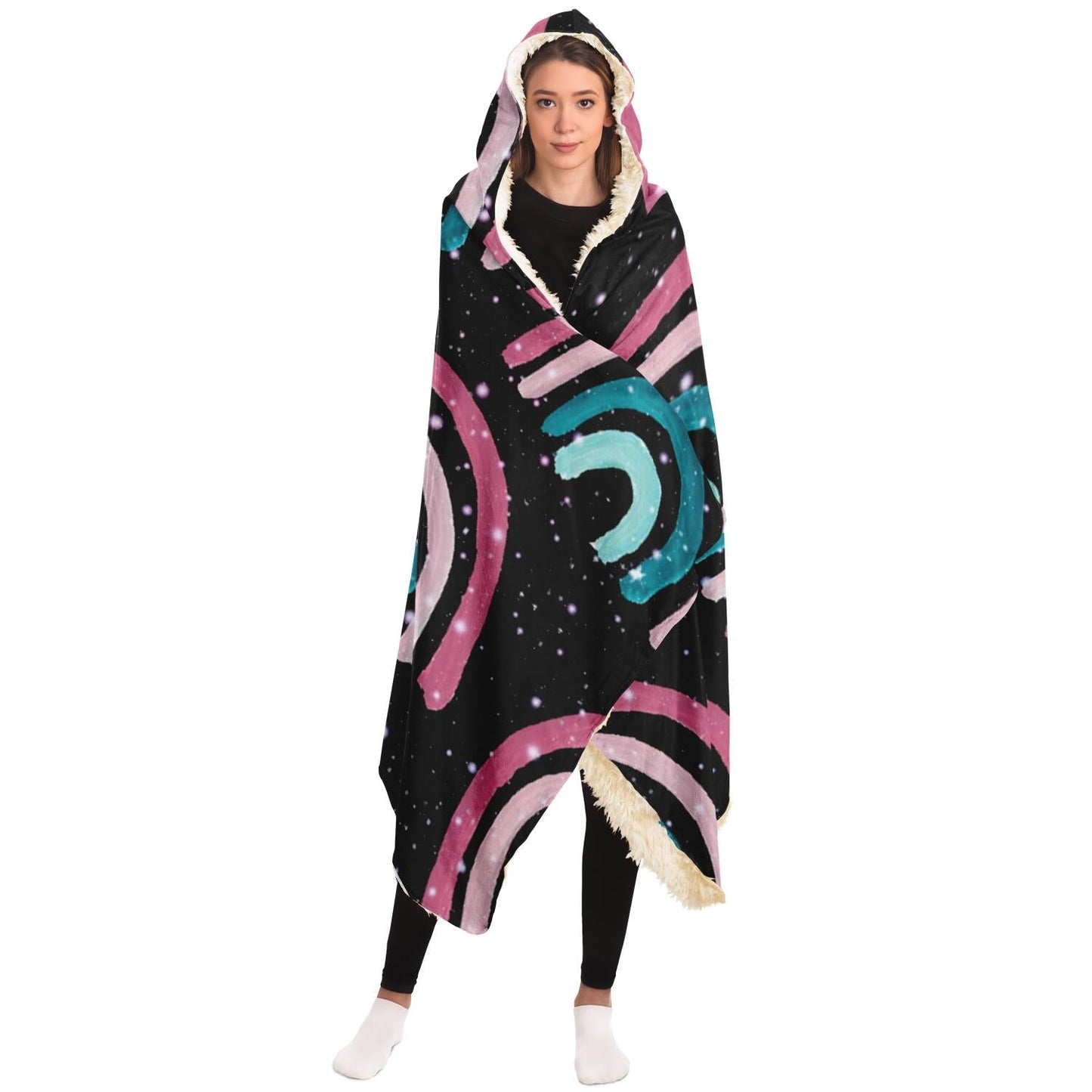 Cosmic Rainbow Night Dream Hooded Blanket