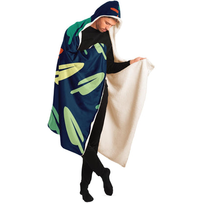 Abstract Leaf Pattern Hooded Blanket