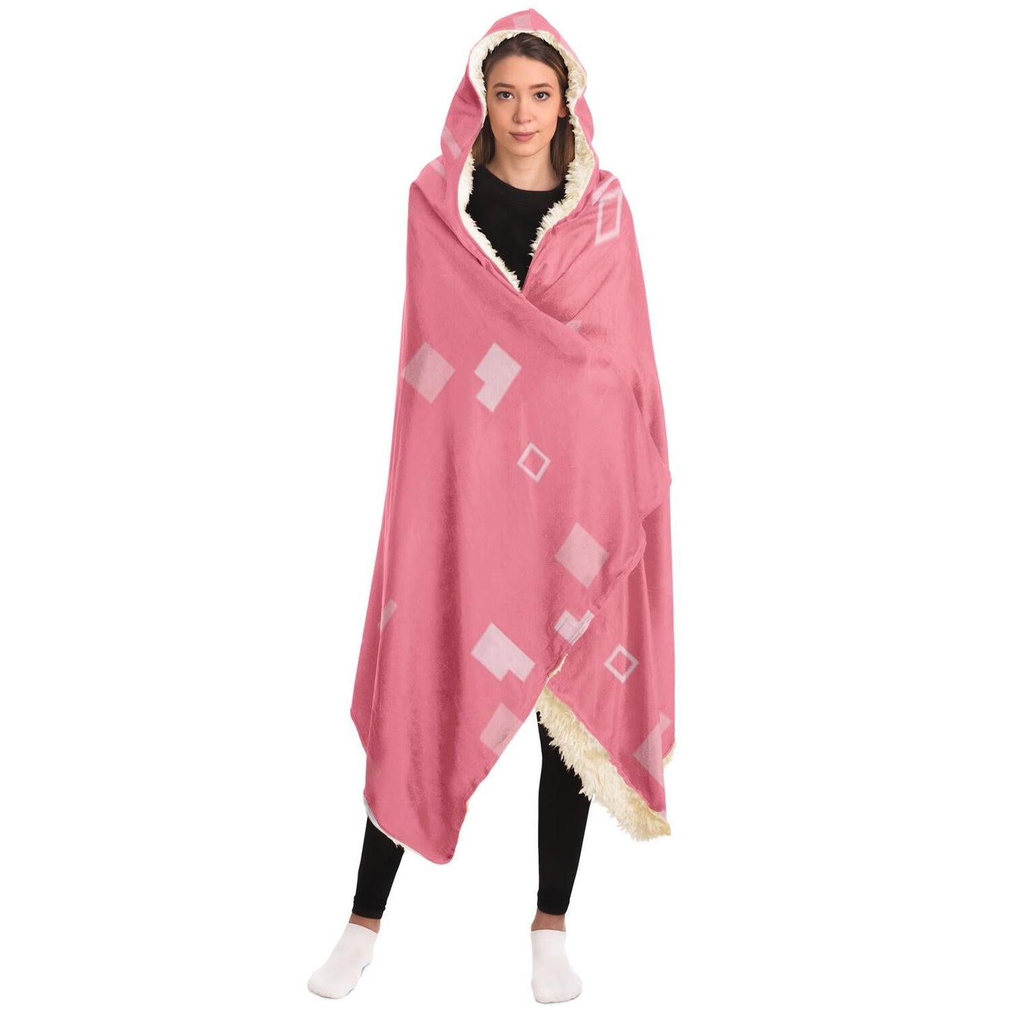 Simple Geometric Pattern Hooded Blanket