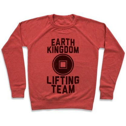 Virgin Teez  Pullover Crewneck Sweatshirt / x-small / Heathered Red EARTH KINGDOM LIFTING TEAM CREWNECK SWEATSHIRT