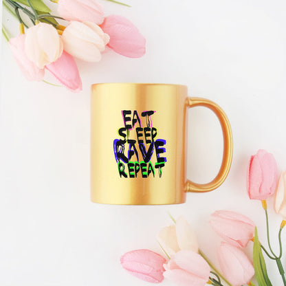 Eat Sleep Rave Repeat Gold & Silver Mug