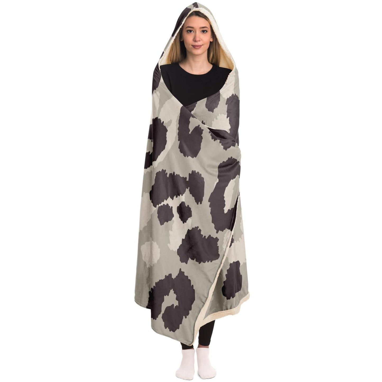 Leopard  Pattern Hooded Blanket