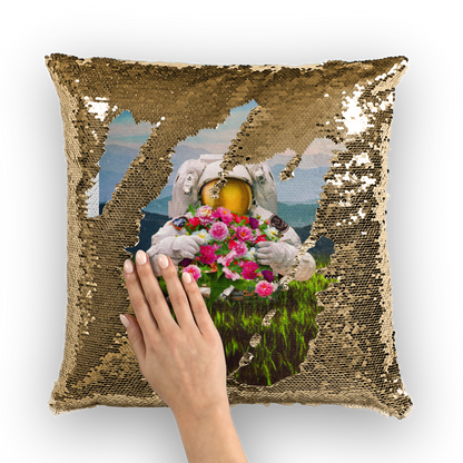 VIRGIN TEEZ Sequin Cover Gold / White Escape the Universe Sequin Cushion Cover