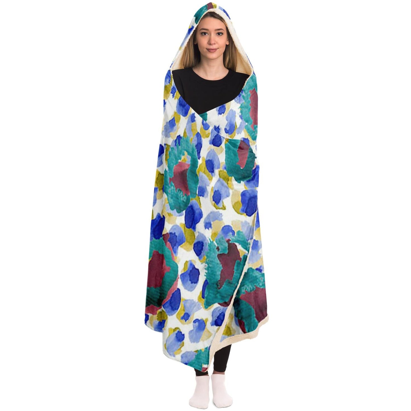 Abstract Pattren Hooded Blanket