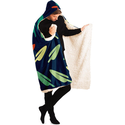 Abstract Leaf Pattern Hooded Blanket