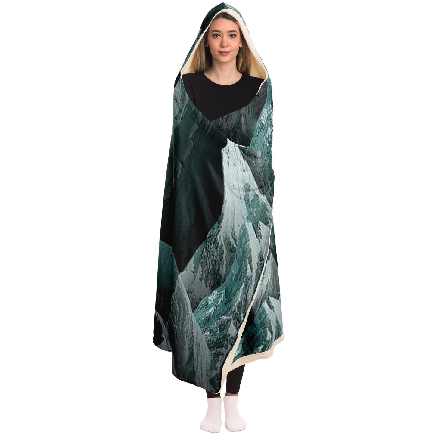 Mountain Sonnet Moonlit Stanza Hooded Blanket