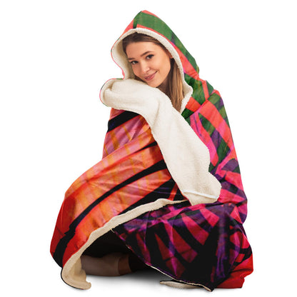 Colourful Tropical Leaves Hooded Blanket