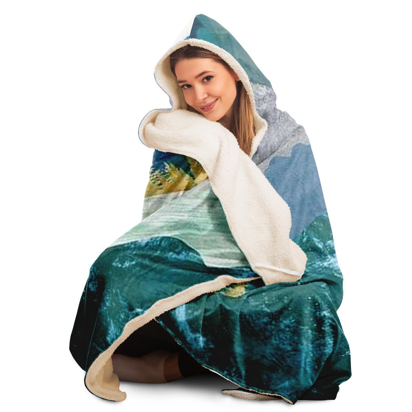 Mountain Sonnet Moonlit Stanza Hooded Blanket